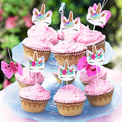 24pcs Unicorn Cupcake Toppers Cake Decorating Party Supplies