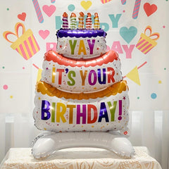 Standing Base Balloon Birthday Cake Aluminum Film Balloon