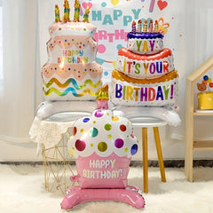 Standing Base Balloon Birthday Cake Aluminum Film Balloon
