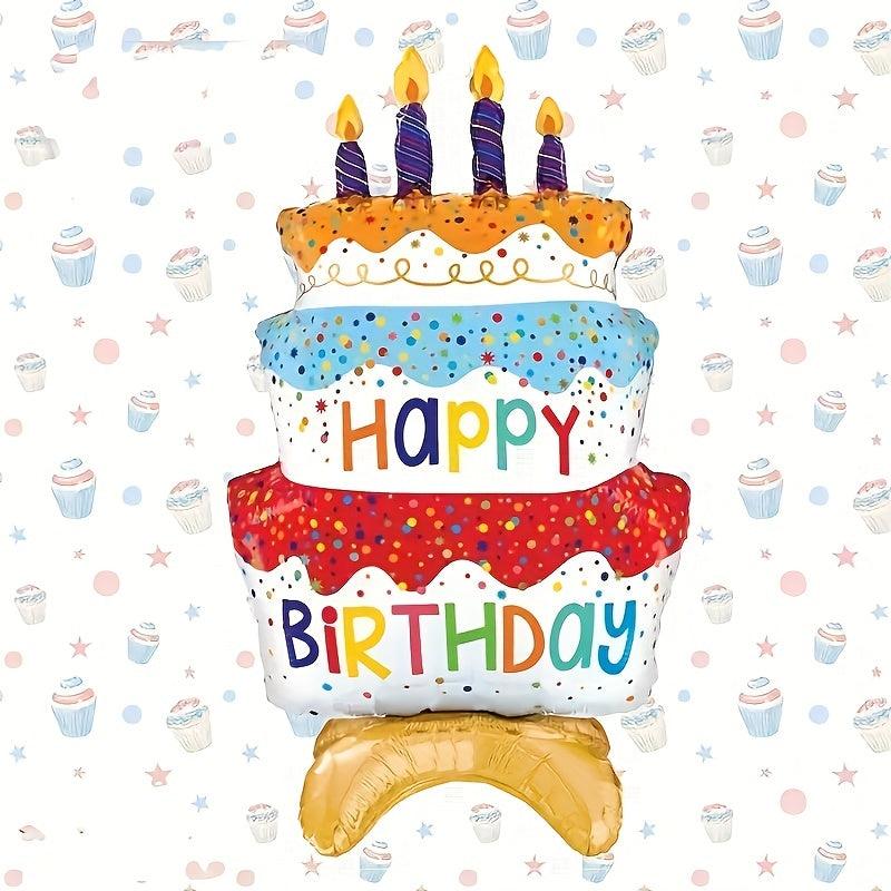 Standing Base Balloon Birthday Cake Aluminum Film Balloon