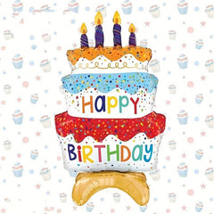 Standing Base Balloon Birthday Cake Aluminum Film Balloon