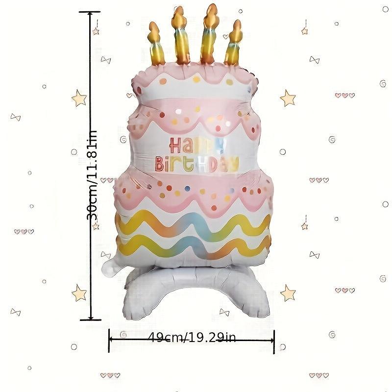 Standing Base Balloon Birthday Cake Aluminum Film Balloon