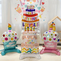 Standing Base Balloon Birthday Cake Aluminum Film Balloon