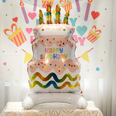 Standing Base Balloon Birthday Cake Aluminum Film Balloon