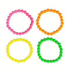Neon Plastic Beads Necklace Bracelets 80s Fancy Dress Disco Hen Night Party