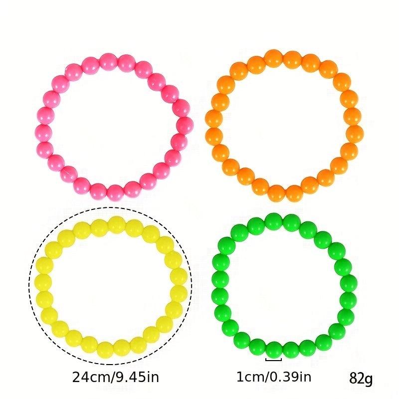 Neon Plastic Beads Necklace Bracelets 80s Fancy Dress Disco Hen Night Party