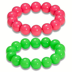 Neon Plastic Beads Necklace Bracelets 80s Fancy Dress Disco Hen Night Party