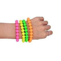 Neon Plastic Beads Necklace Bracelets 80s Fancy Dress Disco Hen Night Party