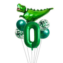 7pcs Dinosaur Numeral Balloons Foil Balloons Green Dinosaur Number Bal