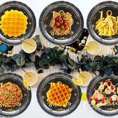 Golden Happy Birthday Tableware Set Cheers To 18 40 50 60 Theme Party Supp