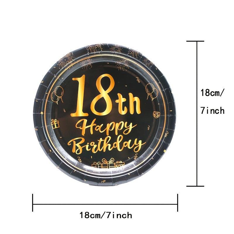 Golden Happy Birthday Tableware Set Cheers To 18 40 50 60 Theme Party Supp
