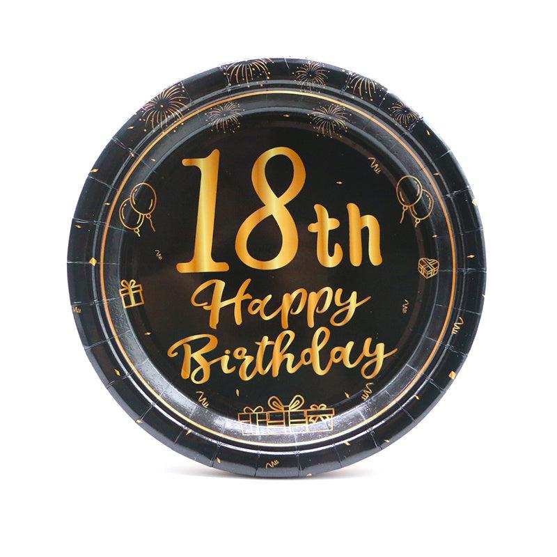 Golden Happy Birthday Tableware Set Cheers To 18 40 50 60 Theme Party Supp