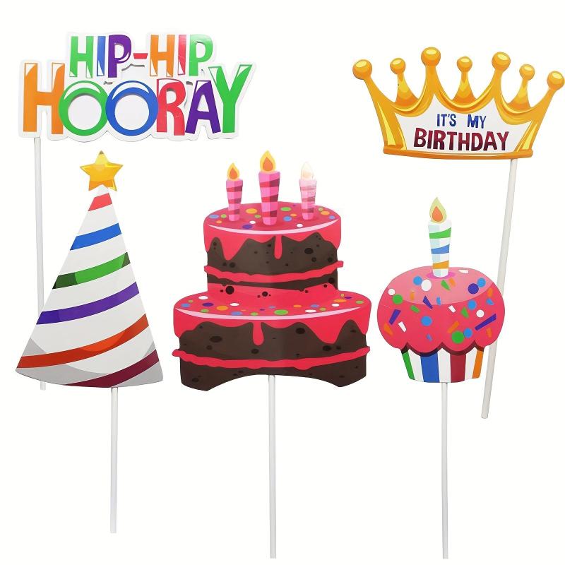 18pcs Happy Birthday Balloon Cake Candle Party Photo Booth Props