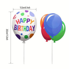 18pcs Happy Birthday Balloon Cake Candle Party Photo Booth Props