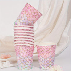 16pcs Mermaid Cartoon Birthday Paper Cup Tableware Party Supplies