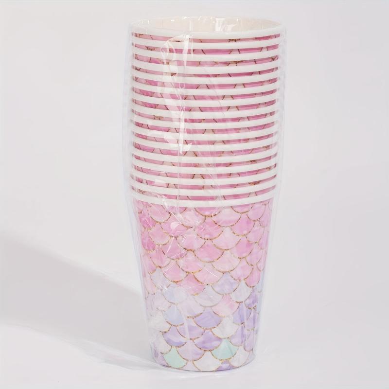 16pcs Mermaid Cartoon Birthday Paper Cup Tableware Party Supplies