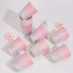 16pcs Mermaid Cartoon Birthday Paper Cup Tableware Party Supplies