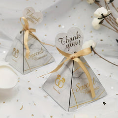 10pcs Triangle Bronzing Candy Box for Wedding and Party Decor