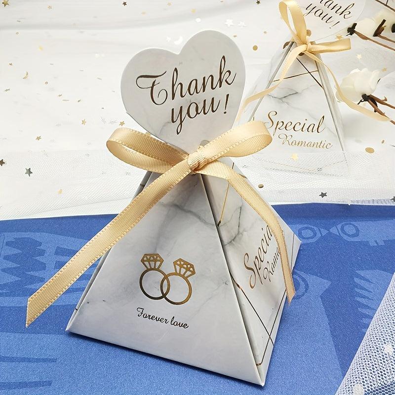 10pcs Triangle Bronzing Candy Box for Wedding and Party Decor