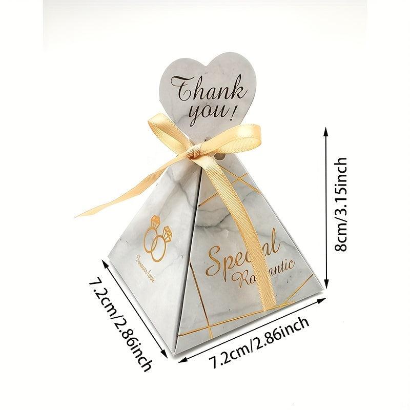 10pcs Triangle Bronzing Candy Box for Wedding and Party Decor