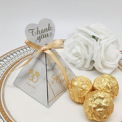 10pcs Triangle Bronzing Candy Box for Wedding and Party Decor