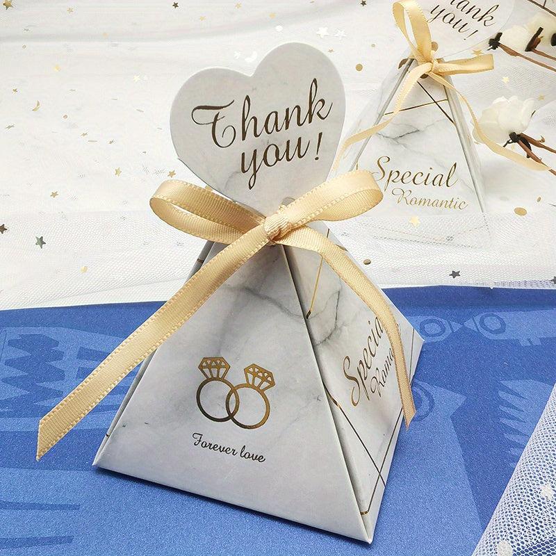 10pcs Triangle Bronzing Candy Box for Wedding and Party Decor