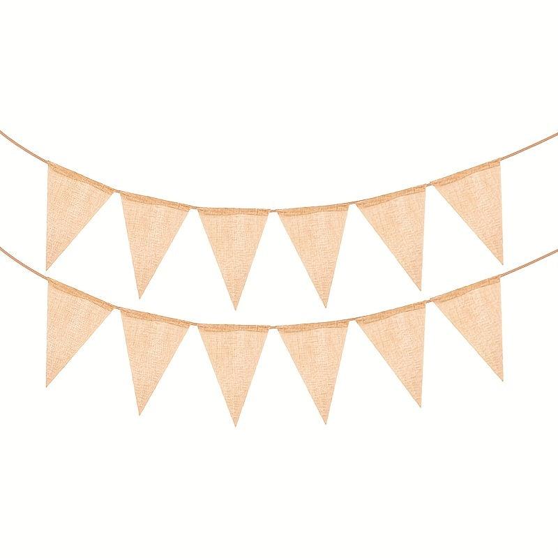 12pcs DIY Burlap Triangle Flag Retro Wedding Party Decoration