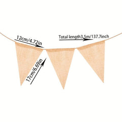 12pcs DIY Burlap Triangle Flag Retro Wedding Party Decoration
