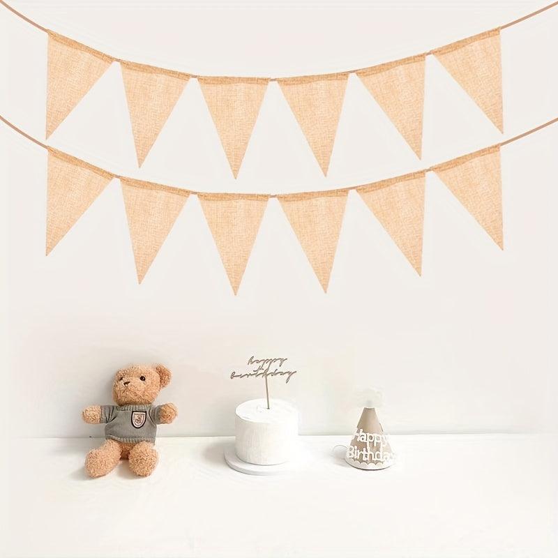 12pcs DIY Burlap Triangle Flag Retro Wedding Party Decoration