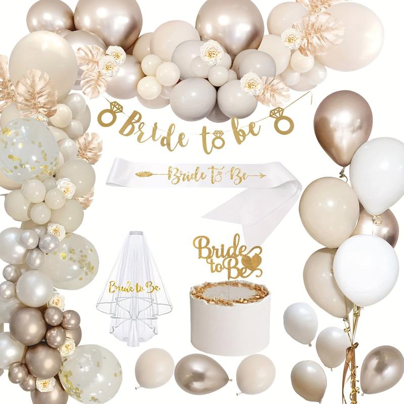 Bridal Decoration Set: Balloon Veil, Scarf, Banner, Cake Topper