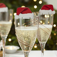 10pcs Christmas Wine Glass Insert Card Christmas Hat Wine Glass Card