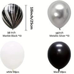 40pcs Striped Agate Marble Balloon Set + 25 Silvery Balloon Set