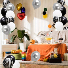 40pcs Striped Agate Marble Balloon Set + 25 Silvery Balloon Set
