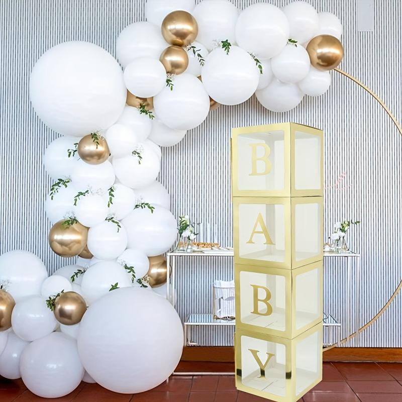 4pcs Transparent Letter Balloon Boxes for Party Decorations - A and BABY Letters