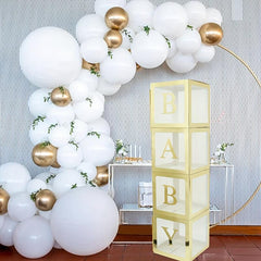 4pcs Transparent Letter Balloon Boxes for Party Decorations - A and BABY Letters