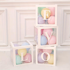 4pcs Transparent Letter Balloon Boxes for Party Decorations - A and BABY Letters