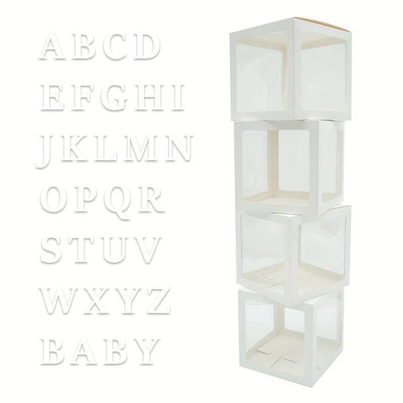 4pcs Transparent Letter Balloon Boxes for Party Decorations - A and BABY Letters