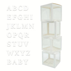4pcs Transparent Letter Balloon Boxes for Party Decorations - A and BABY Letters