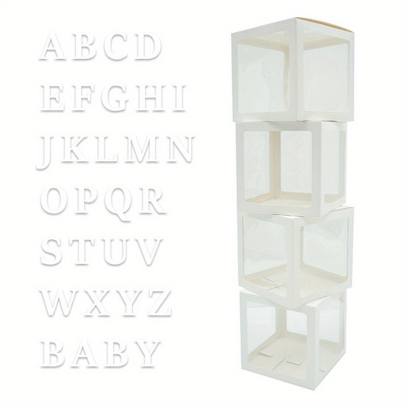 4pcs Transparent Letter Balloon Boxes for Party Decorations - A and BABY Letters