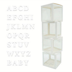 4pcs Transparent Letter Balloon Boxes for Party Decorations - A and BABY Letters