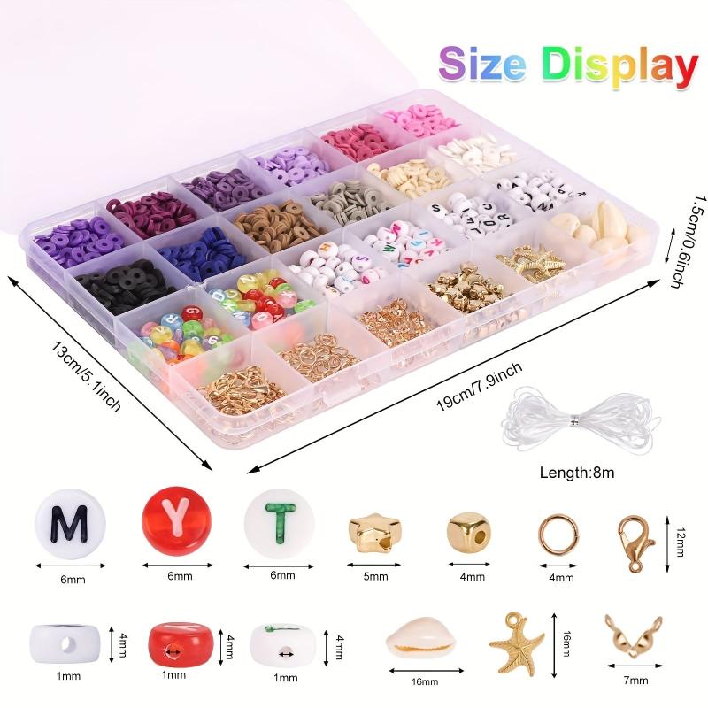 Polymer Clay Beads Kit for Bracelet Making with Letter Beads & Charms