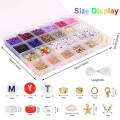 Polymer Clay Beads Kit for Bracelet Making with Letter Beads & Charms