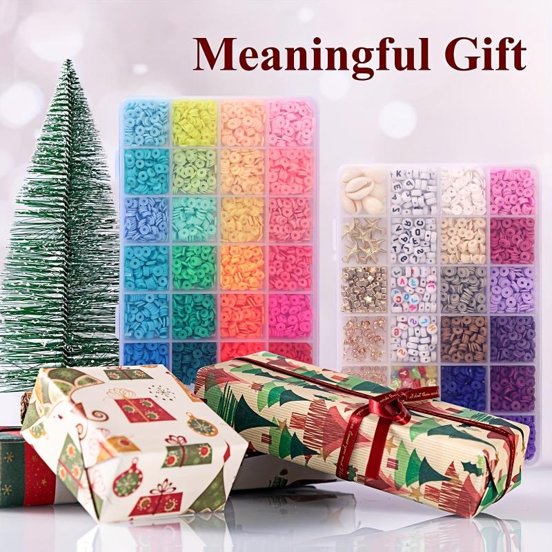 Polymer Clay Beads Kit for Bracelet Making with Letter Beads & Charms