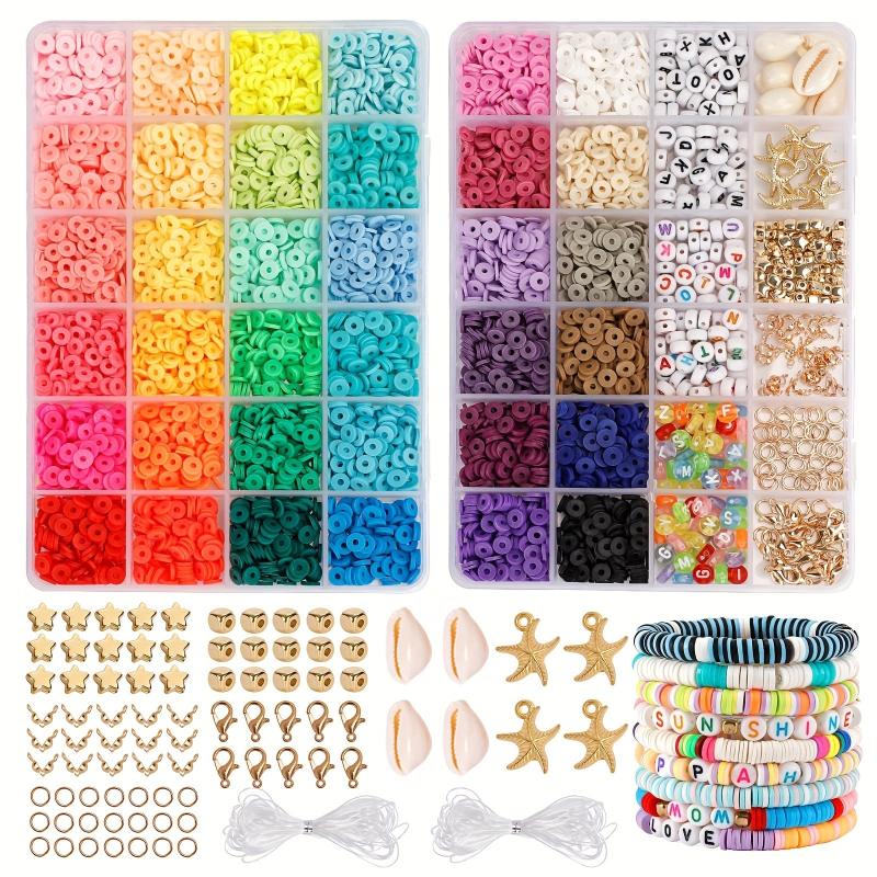 Polymer Clay Beads Kit for Bracelet Making with Letter Beads & Charms