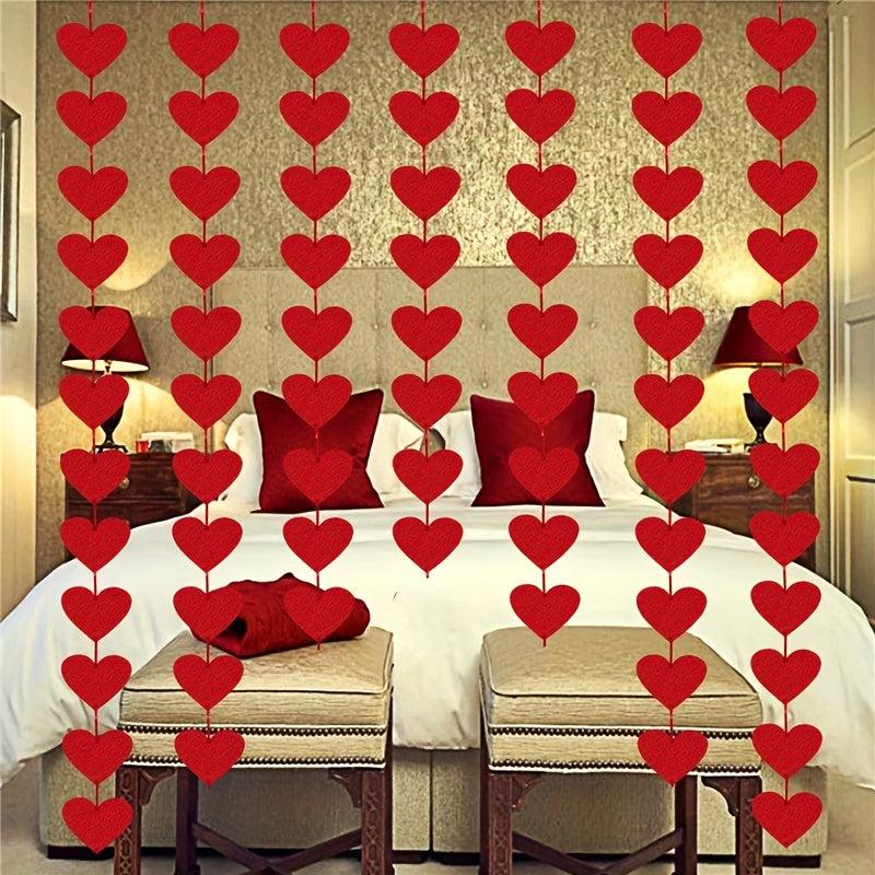 16 Red Hearts Garland DIY Hanging String Garland Valentines Decor