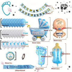 Boy Baby Shower Decorations Set Balloons Banners Sash and Foil Balloon