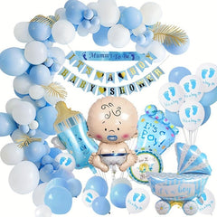 Boy Baby Shower Decorations Set Balloons Banners Sash and Foil Balloon