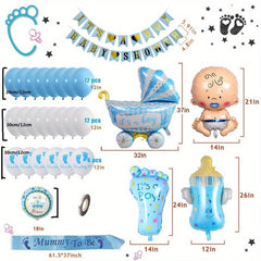 Boy Baby Shower Decorations Set Balloons Banners Sash and Foil Balloon