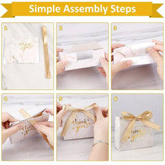 25pcs Marble Thank You Gift Bags Mini Gift Bags Bulk With Golden Bow Ribbon