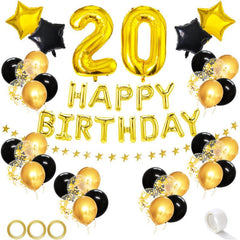 60pcs Golden Mixed Happy Birthday Party Decorations Set 18th-80th Man Woman